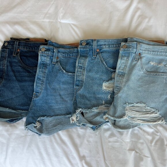 Levi's 501 Original Fit High Rise Denim Shorts - 4 Pairs - Size 31 - Picture 1 of 16